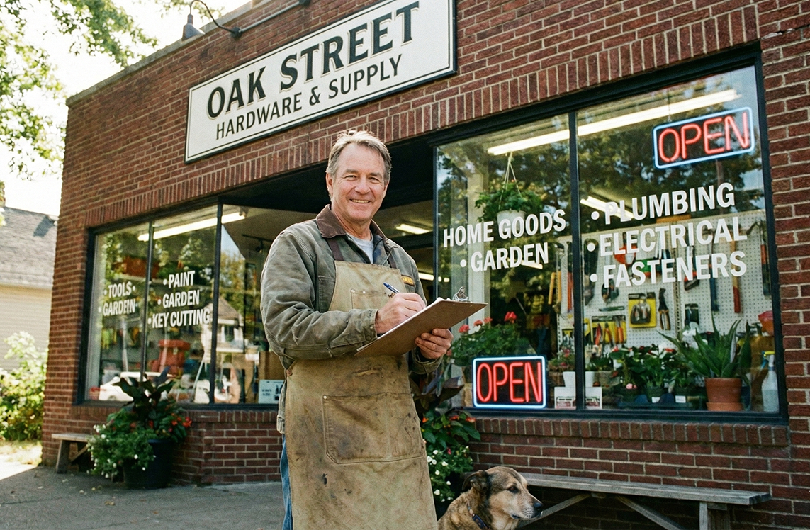 Garden storefront with professional window lettering and signage